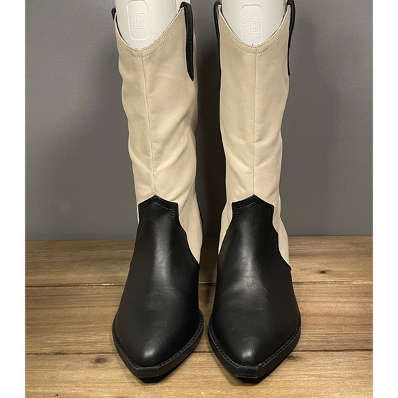 Dolce Vita Women's Korbella Western Boots Size 9 Cream Black Cowboy Mid Calf - Picture 3 of 16